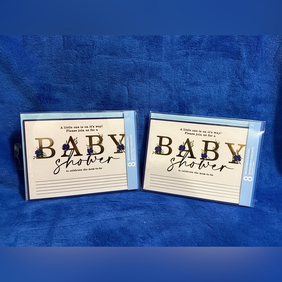 Amscan Other - Blue and Gold Baby Shower Invitations 2 Packages of 8 (16Total) NWT